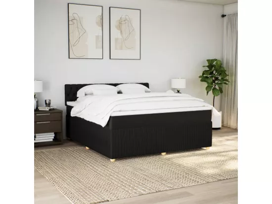 Sommier à lattes de lit avec matelas Noir 180x200 cm Tissu