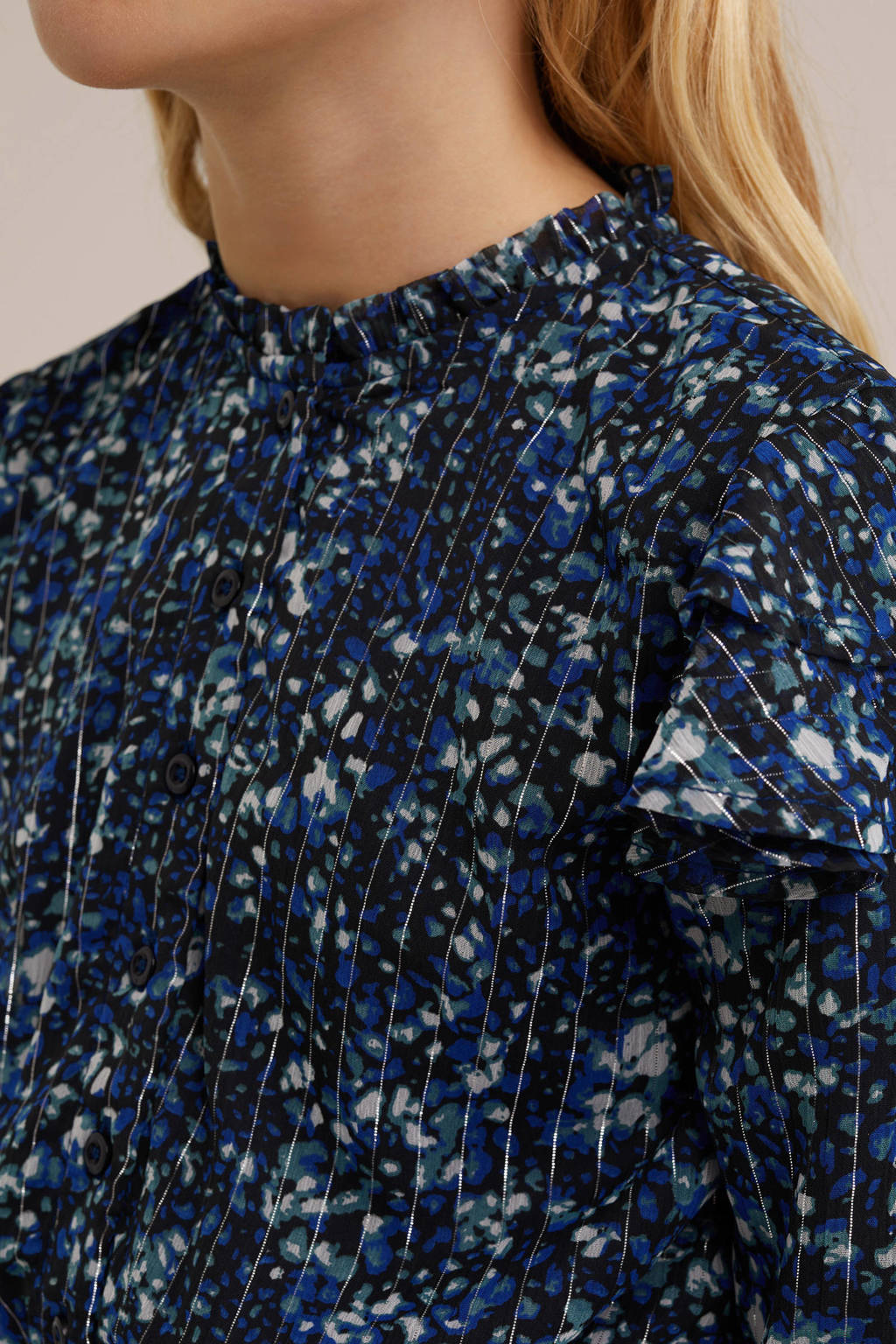 WE Fashion jurk met all over print blauw