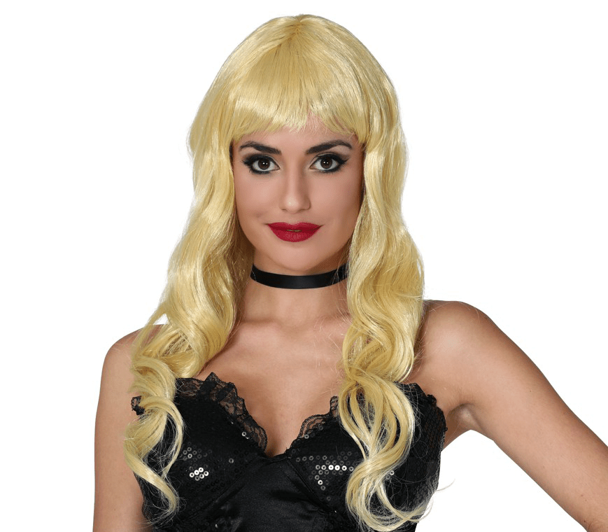 Pruik Lang Haar Krullend Blond