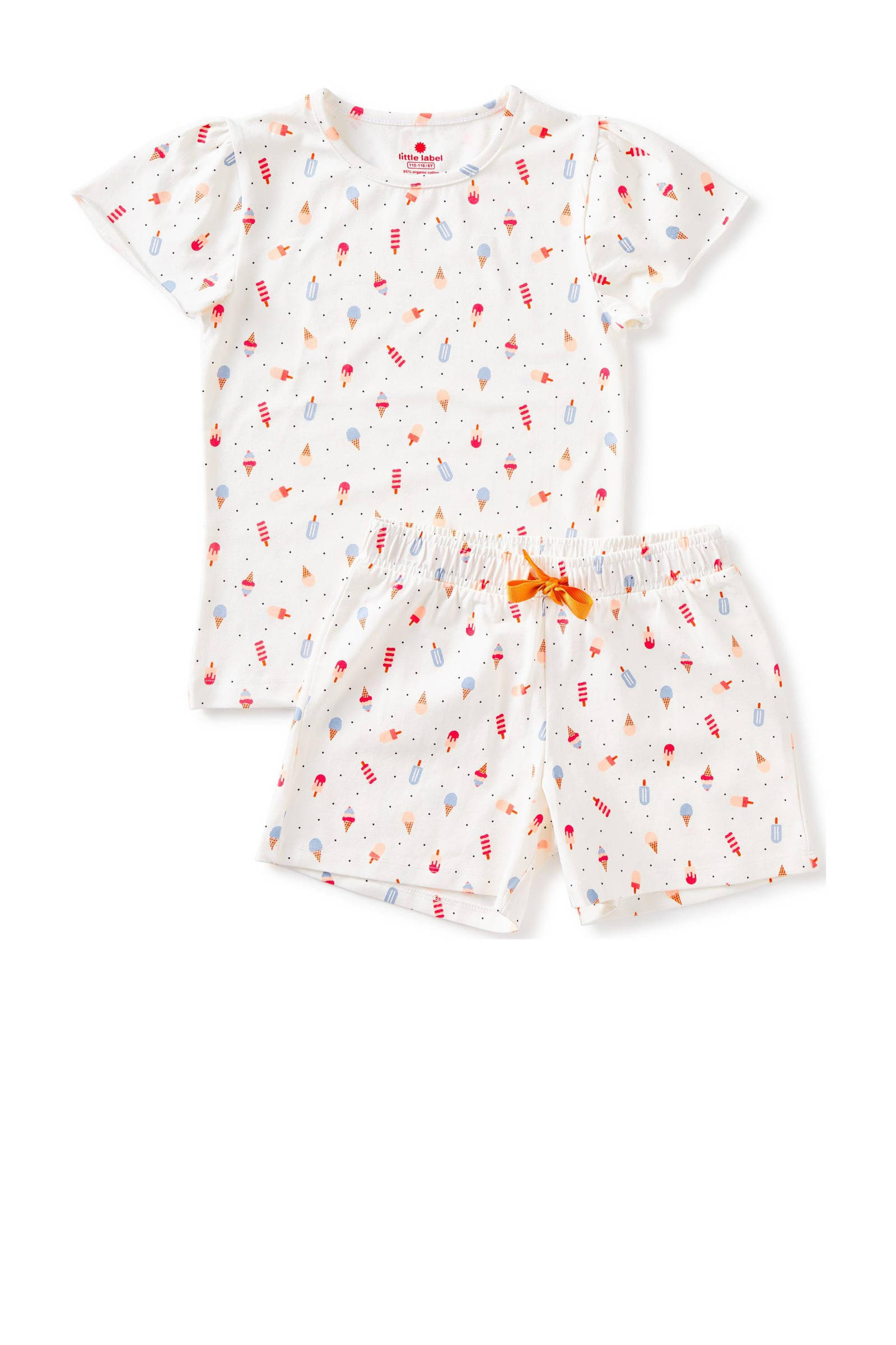 Little Label shortama met all over print van katoen ecru/blauw/rood