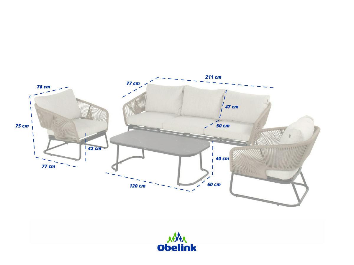 Hartman Corsica stoel-bank loungeset - Natural