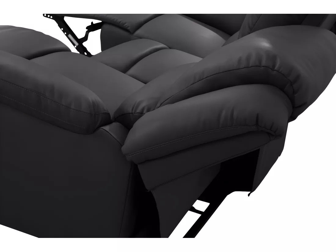 Canapé Relaxation 3 places Simili cuir Léo - Noir - L193 x 93 x 96cm - Loungitude