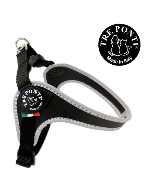 Tre Ponti Fibbia Basic Tuig Zwart&Reflectie - Hondenharnas