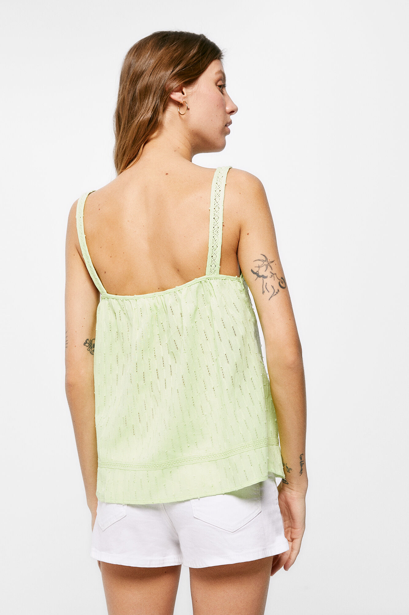 Blusa com alças e pregas - estampa verde