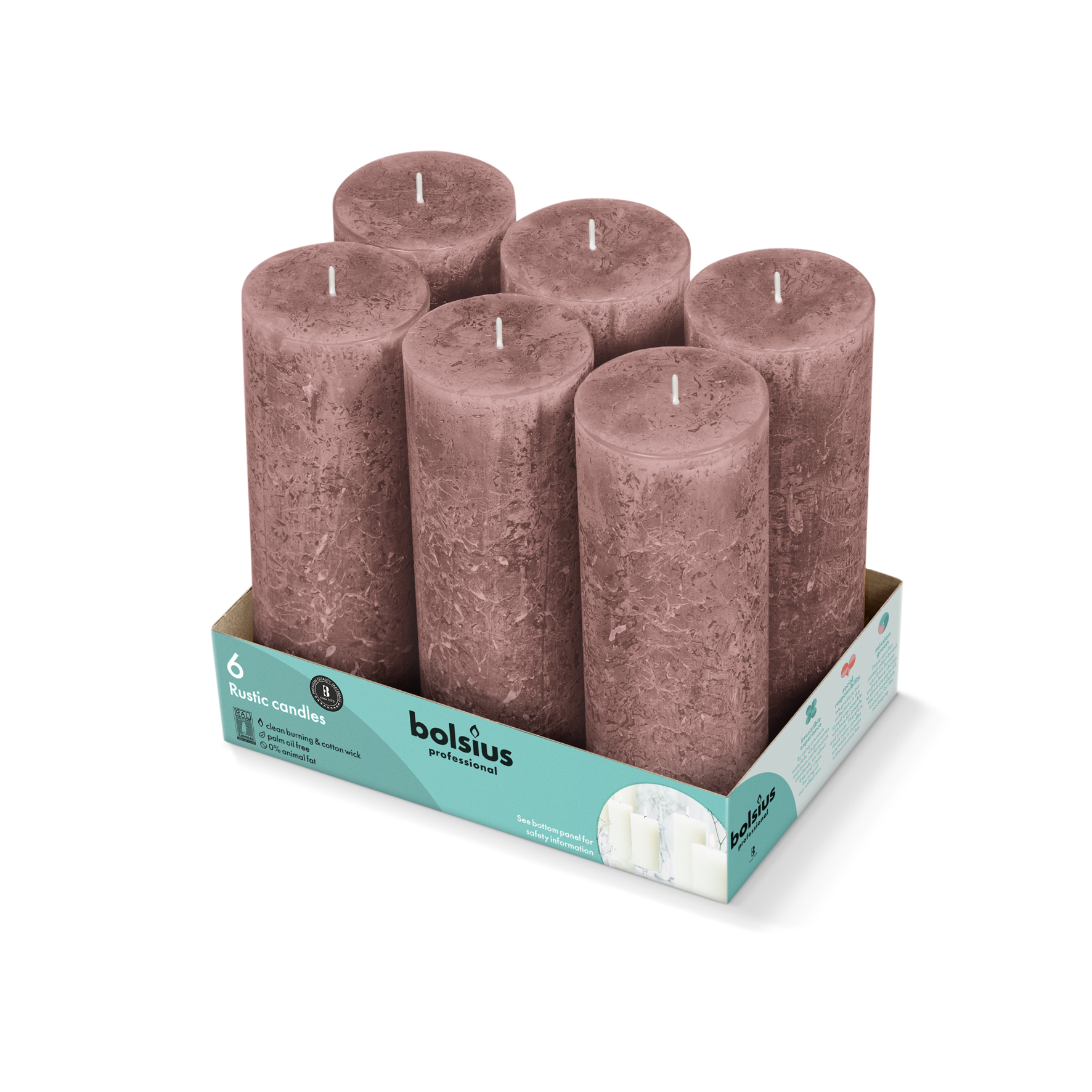 Bolsius Stompkaars Rustiek Tray 6 Suede Bruin (1 stuk)
