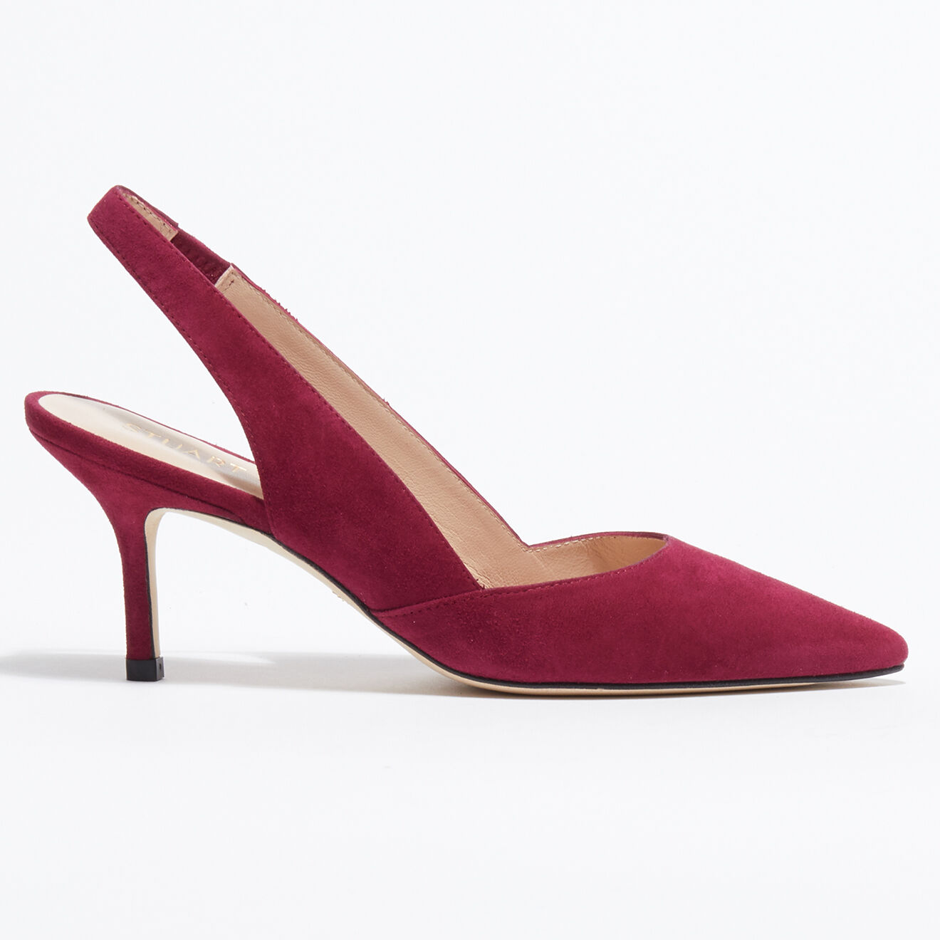 Stuart Weitzman Slingbacks en Velours de Cuir Leilana framboise - Talon 7.5 cm