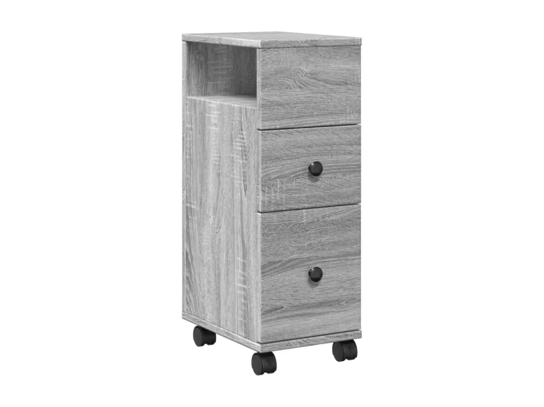 Meuble étroit de salle de bain à roulettes sonoma gris