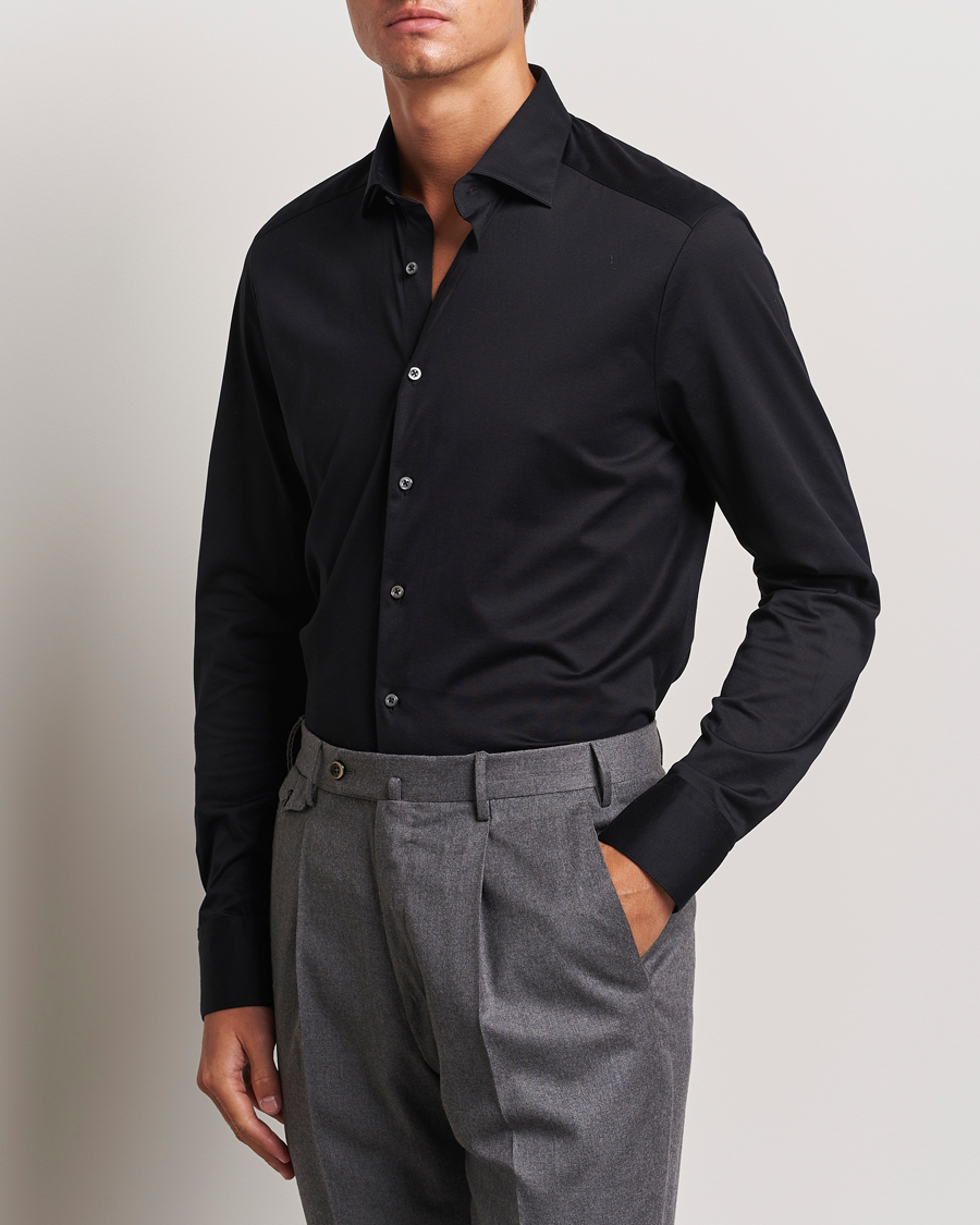 Stenströms Slimline Stretch Jersey Shirt Black
