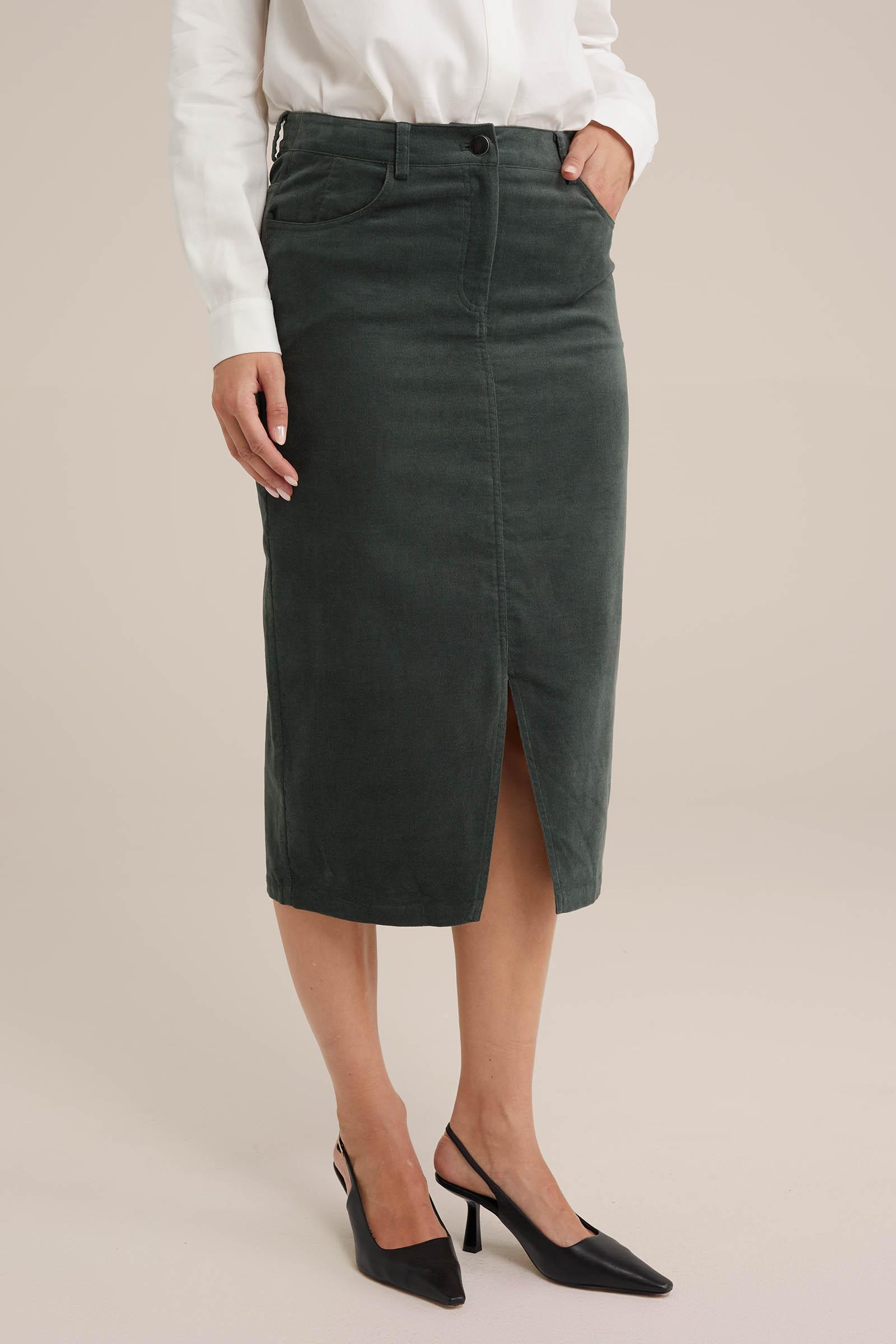 velvet kokerrok WE Fashion Groen