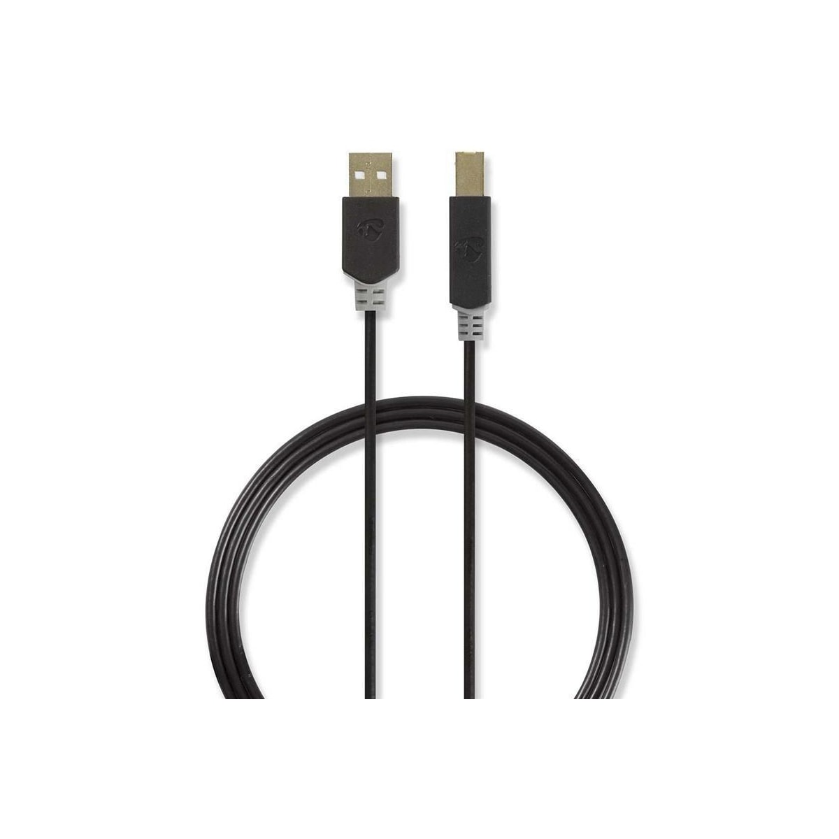 USB 2.0-Kabel | A, hann - B, hann | 2,0 m | Antrasitt