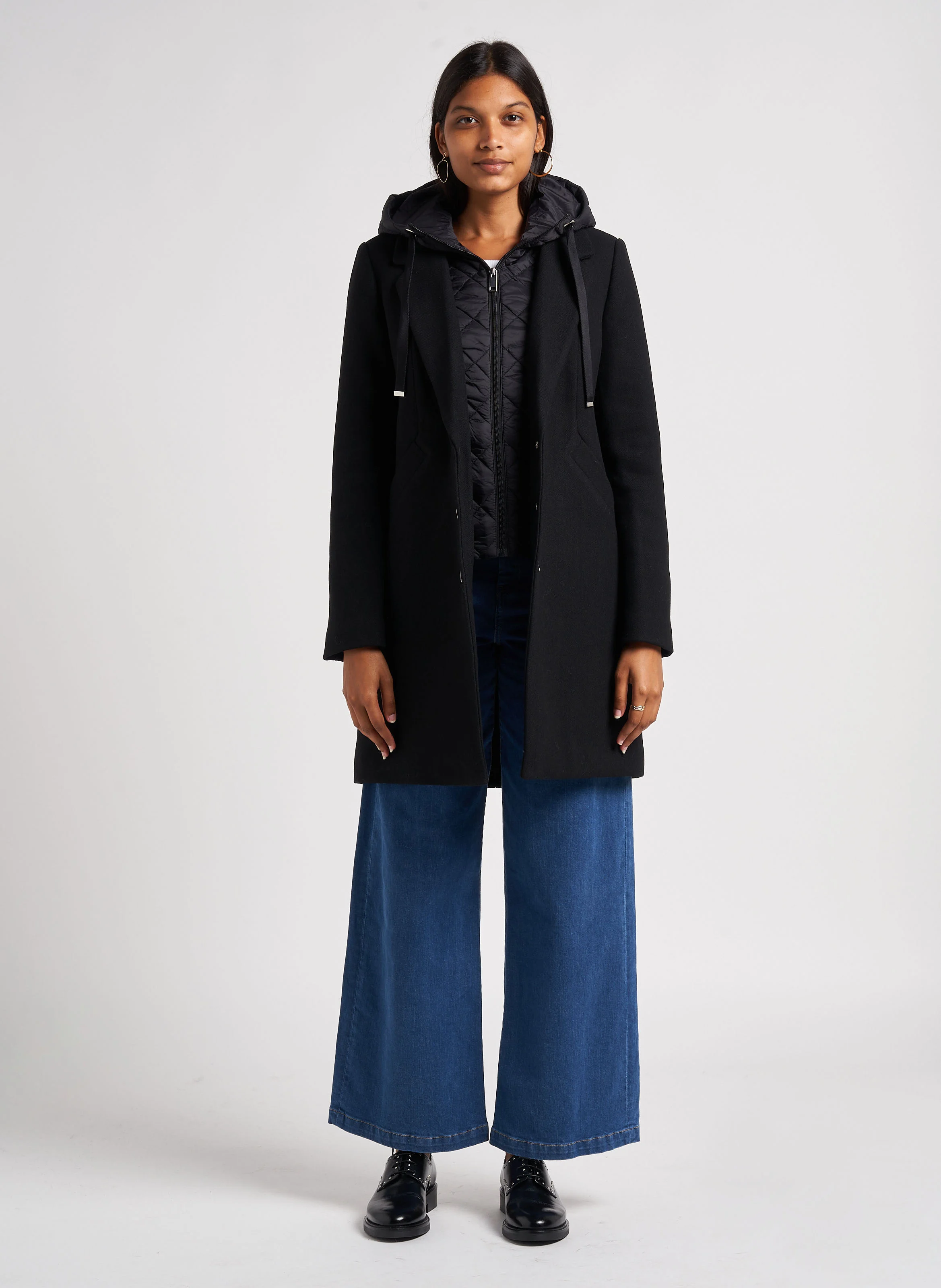 Manteau col tailleur| Noir