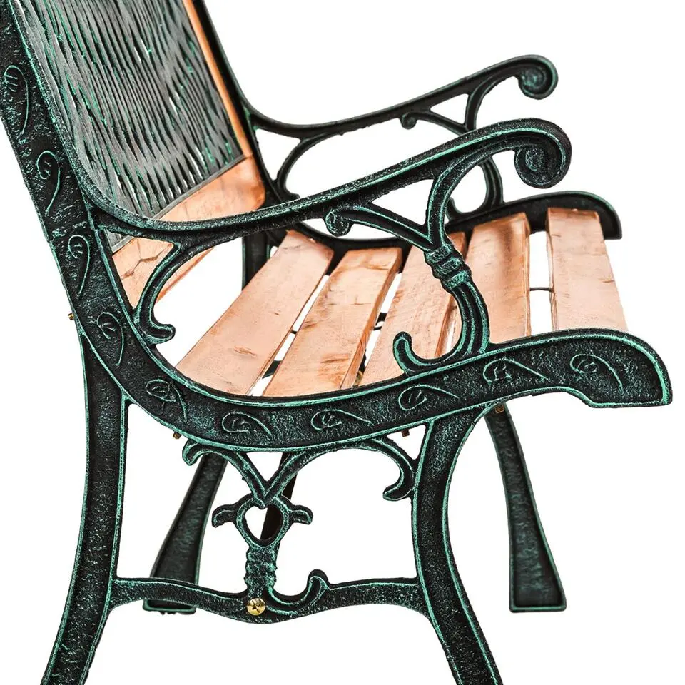 tectake Tuinbank Tamara 2-zitter van hout en gietijzer 128x51x73cm, Bruin