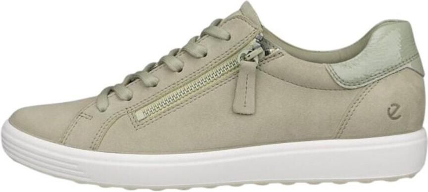 ECCO Soft 7 Side Zip Sneakers groen Nubuck Dames