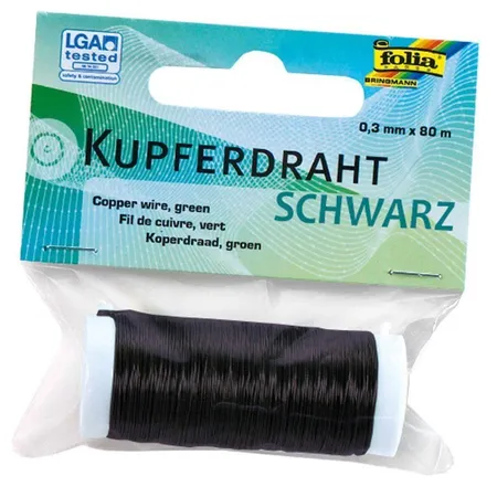 Folia Kupferdraht schwarz, 0,3 mm x 80 m