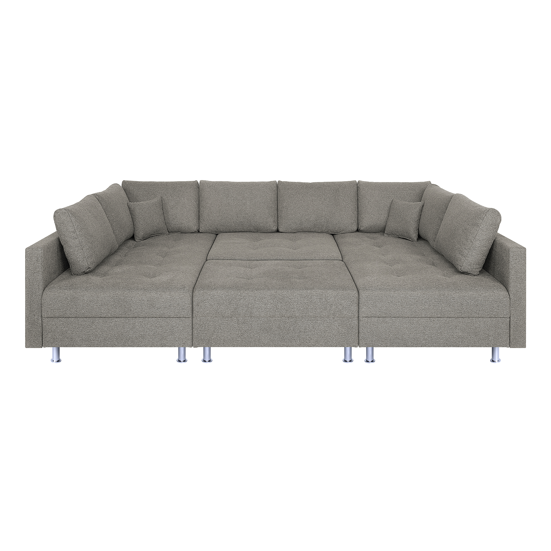 Wohnlandschaft - taupe - Strukturgewebe - Federkern
