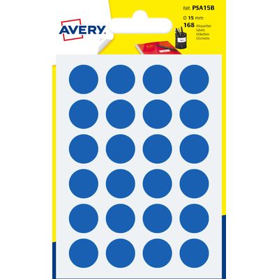 Avery - 168 Pastilles adhésives - bleu - diamètre 15 mm