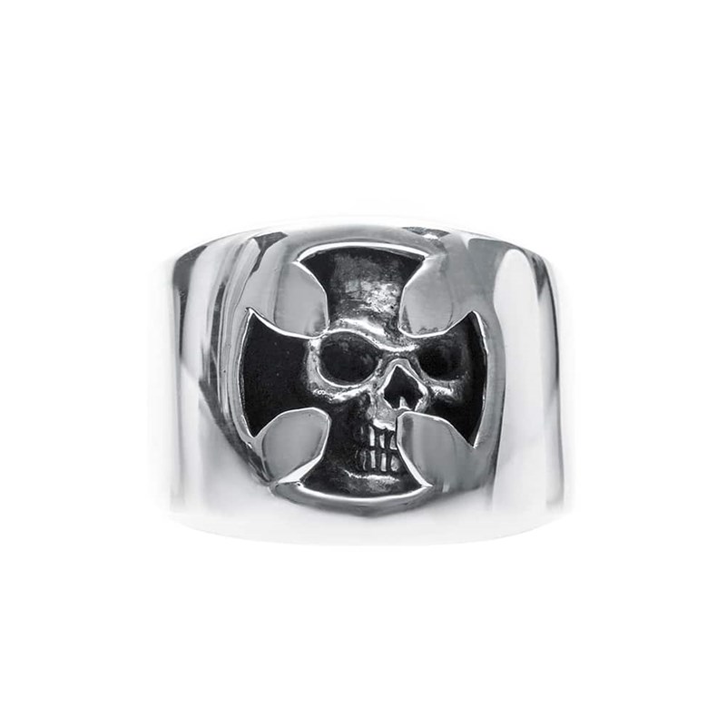 Bague Homme Tête De Mort Et Croix Argent