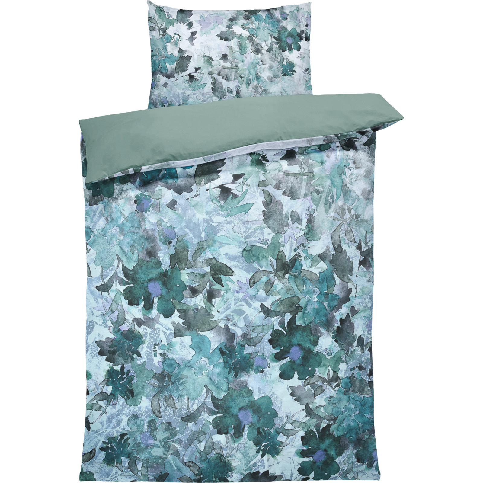 Bettwäsche grün mit Blätterzauber 160x210 65x100 Bettanzug Nord