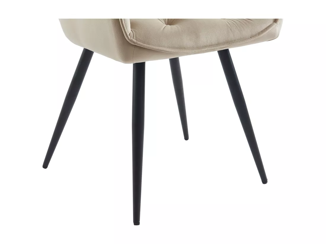 Lot de 2 chaises avec accoudoirs en velours et métal noir - Beige - MOBELIA de Pascal Morabito