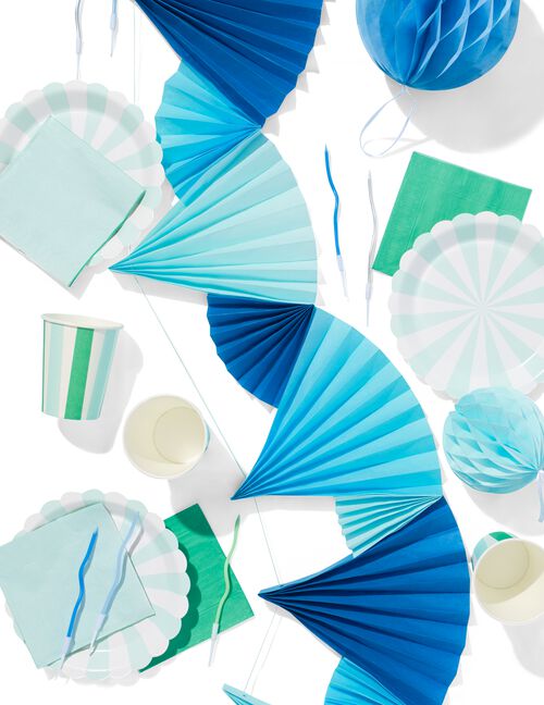 guirlande en papier éventail bleu 6m