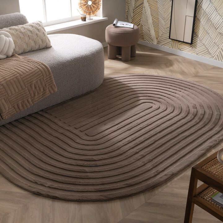 Organisch Vloerkleed - Flowy Arch Taupe | Wasbaar