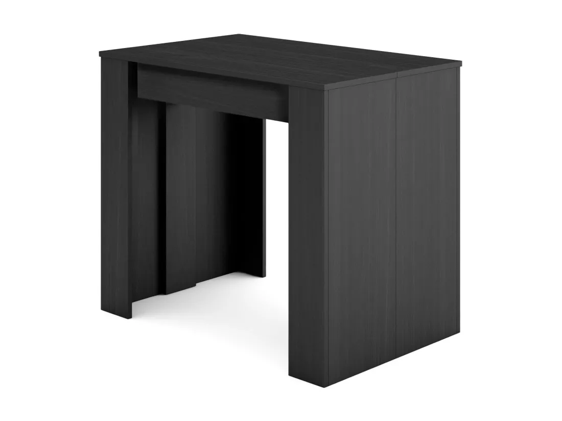 Table console extensible, 260, Pour 12 personnes, Table à Manger, Noir et chêne