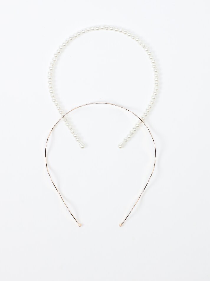 Conjunto com 2 faixas de cabelo combinando - Douradas