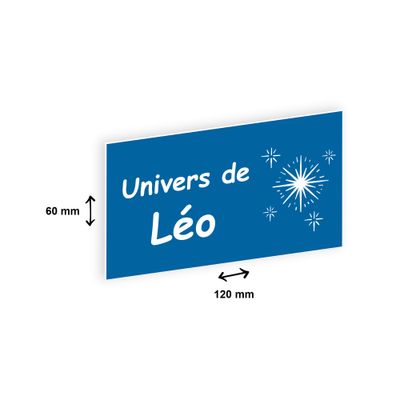 Plaque personnalisée avec votre texte - 120 x 60 mm - bleue - adhésivée prête à poser