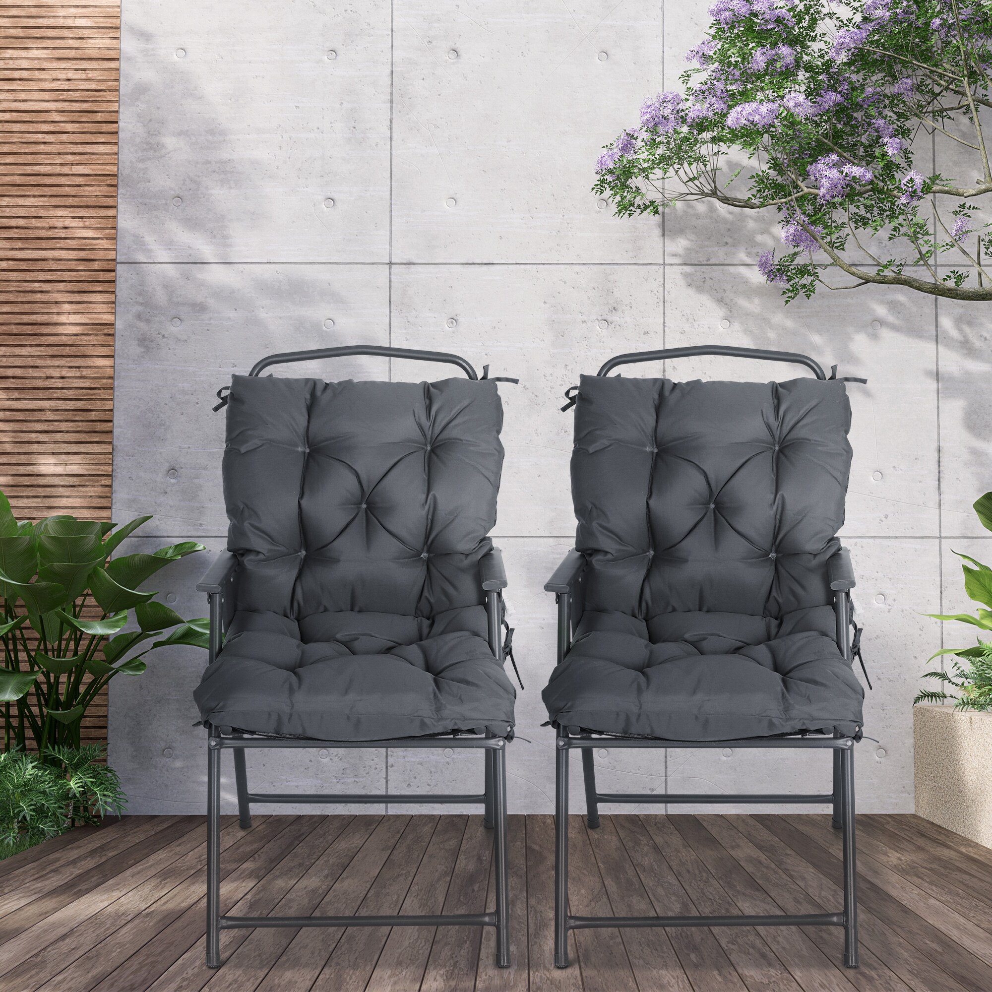 Outsunny Stuhlauflage als 2er-Set grau 98 x 50 x 8 cm (LxBxH)