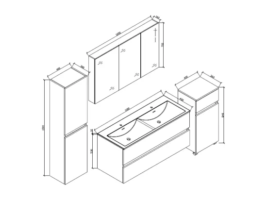 Grande armoire de rangement SIENA hauteur 150 cm noyer
