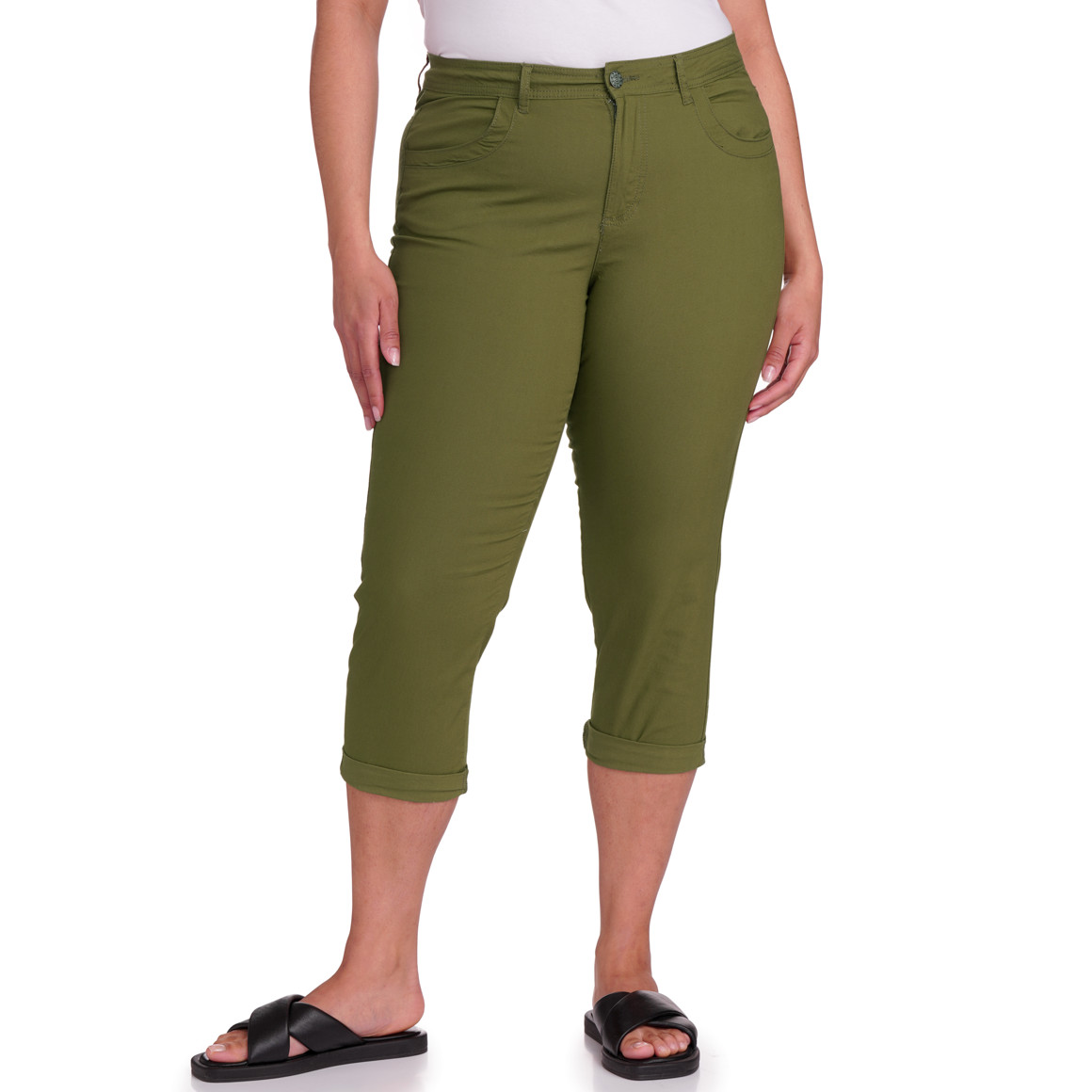 Gina Benotti 3/4 Damen Hose mit 4 Taschen dunkelgrün