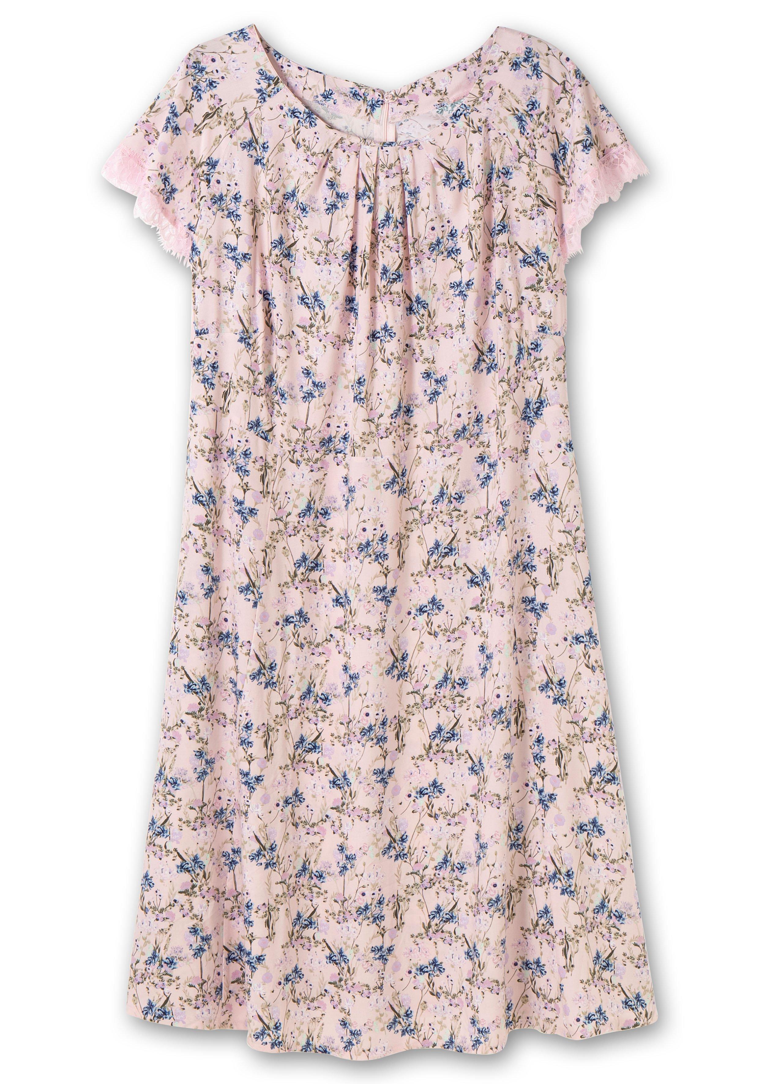 Kleid mit Blumenprint und Spitze am Ärmel