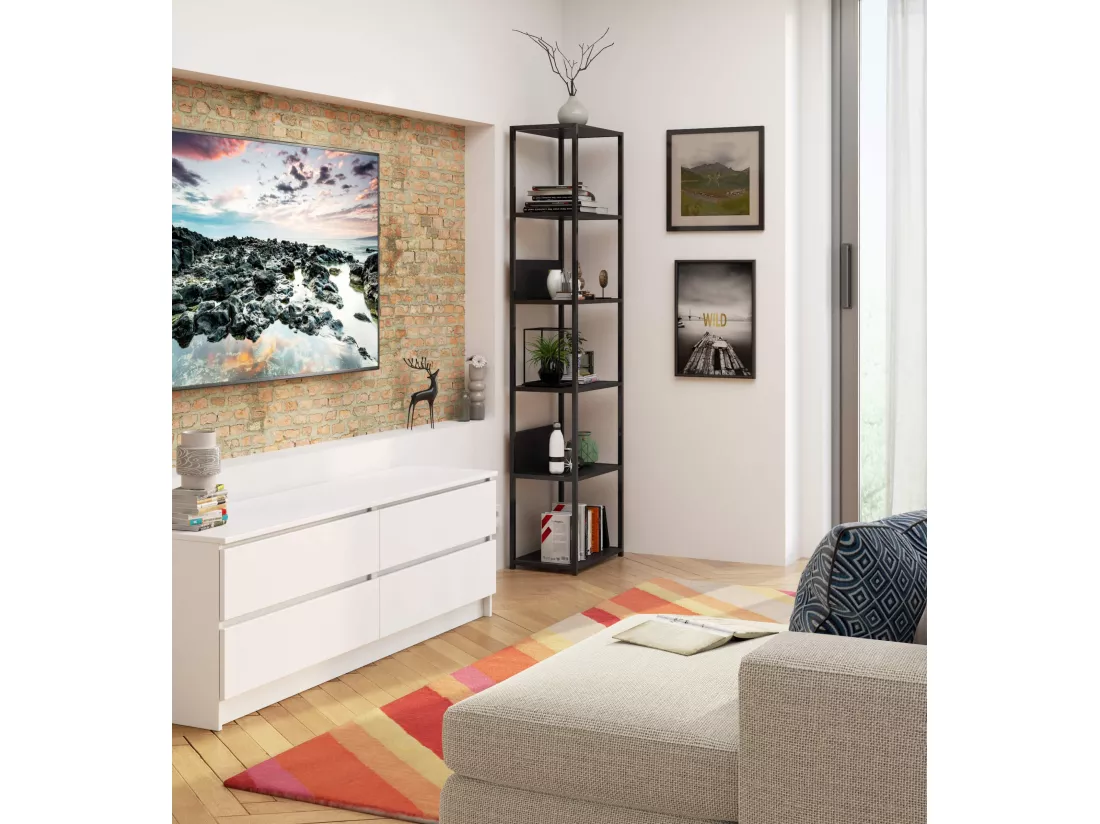 Étagère murale industrielle sur pied AKORD Noire 50 cm 6 étagères 50x32x192 cm