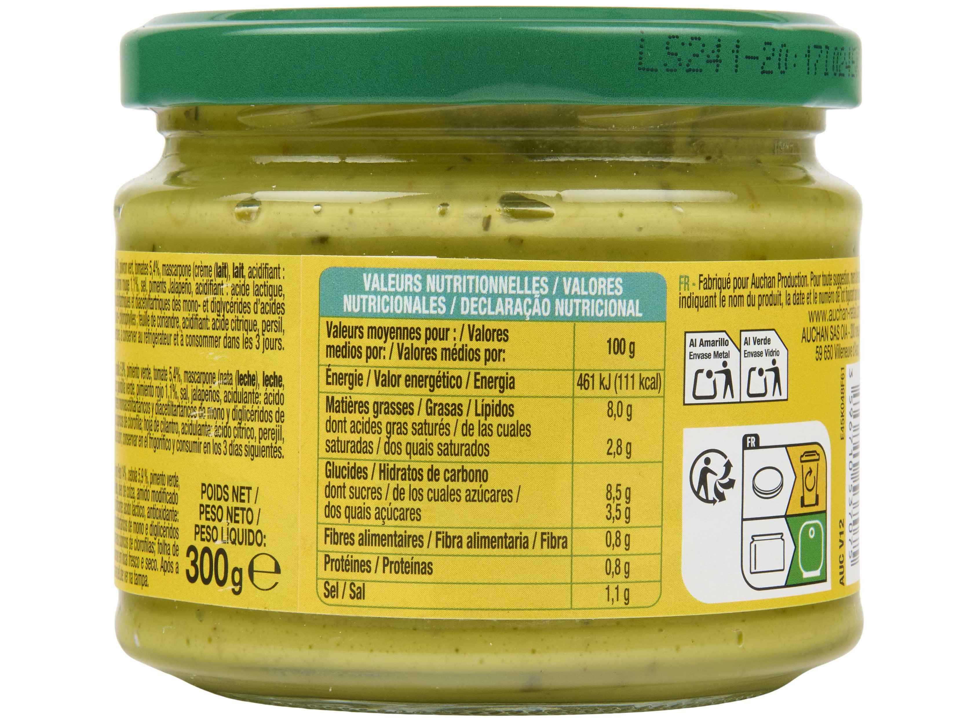 MOLHO AUCHAN GUACAMOLE 300G