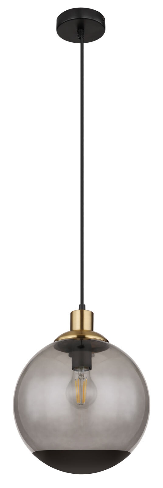 GLOBO Retrofit Pendelleuchte Potter 25x120 cm schwarz/rauchfarbig