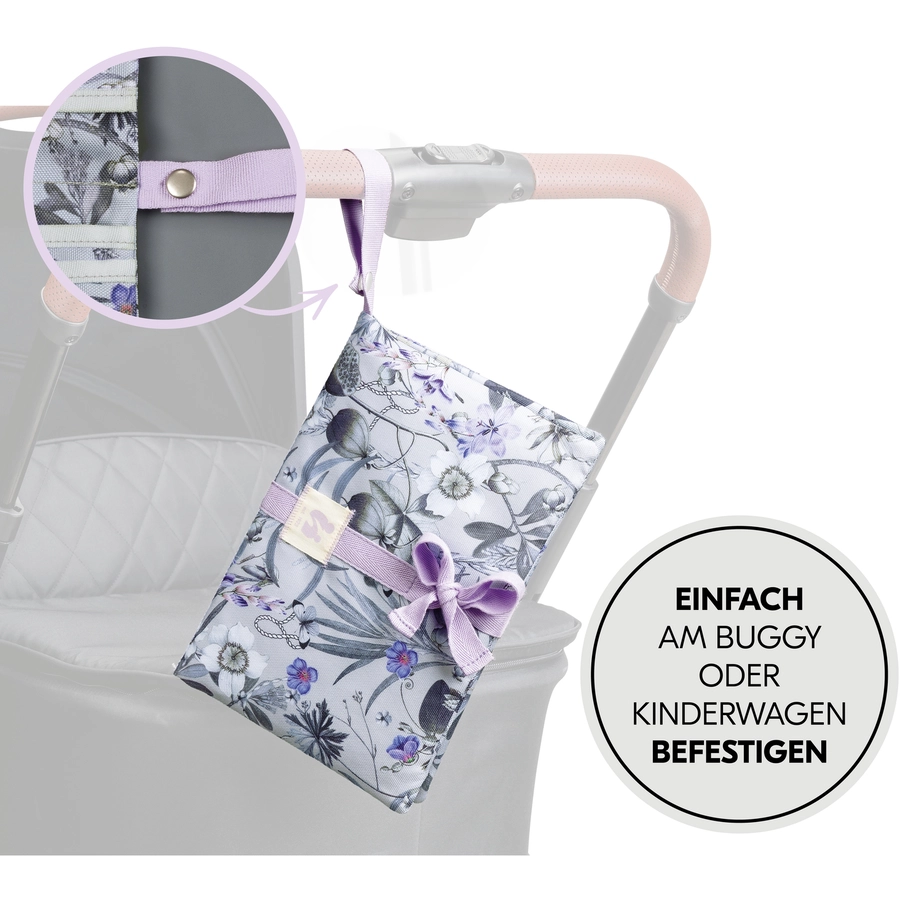 hauck Windeltasche mit Wickelauflage Change N Walk Flora Grey