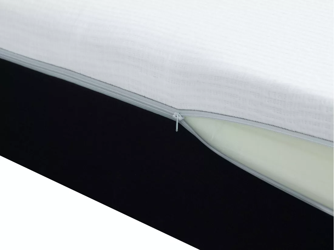 Ensemble 90 x 190 cm sommier coffre naturel clair + matelas hybride anti-feu ressorts ensachés 7 zones et mémoire de forme ép.29cm - SIVA de YSMÉE