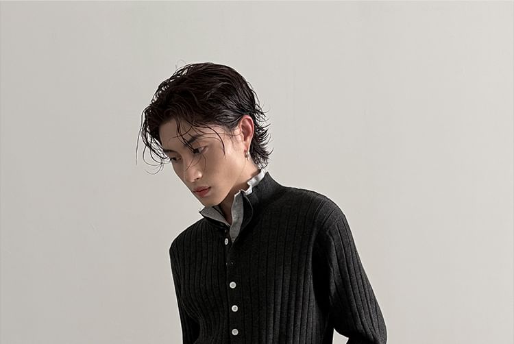 Nahagin - Henley effen geribbeld vest