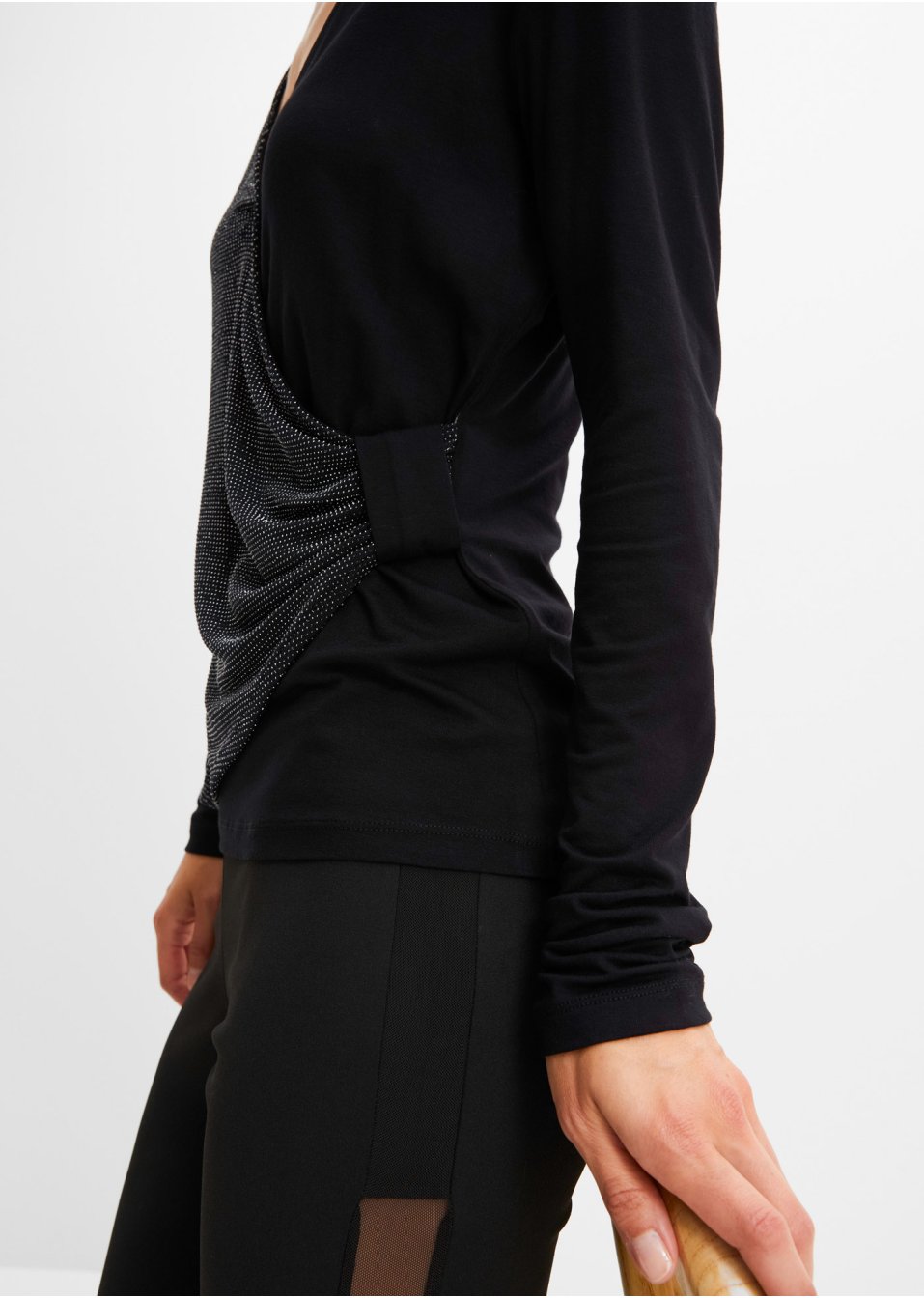 T-shirt manches longues à effet brillant en viscose durable