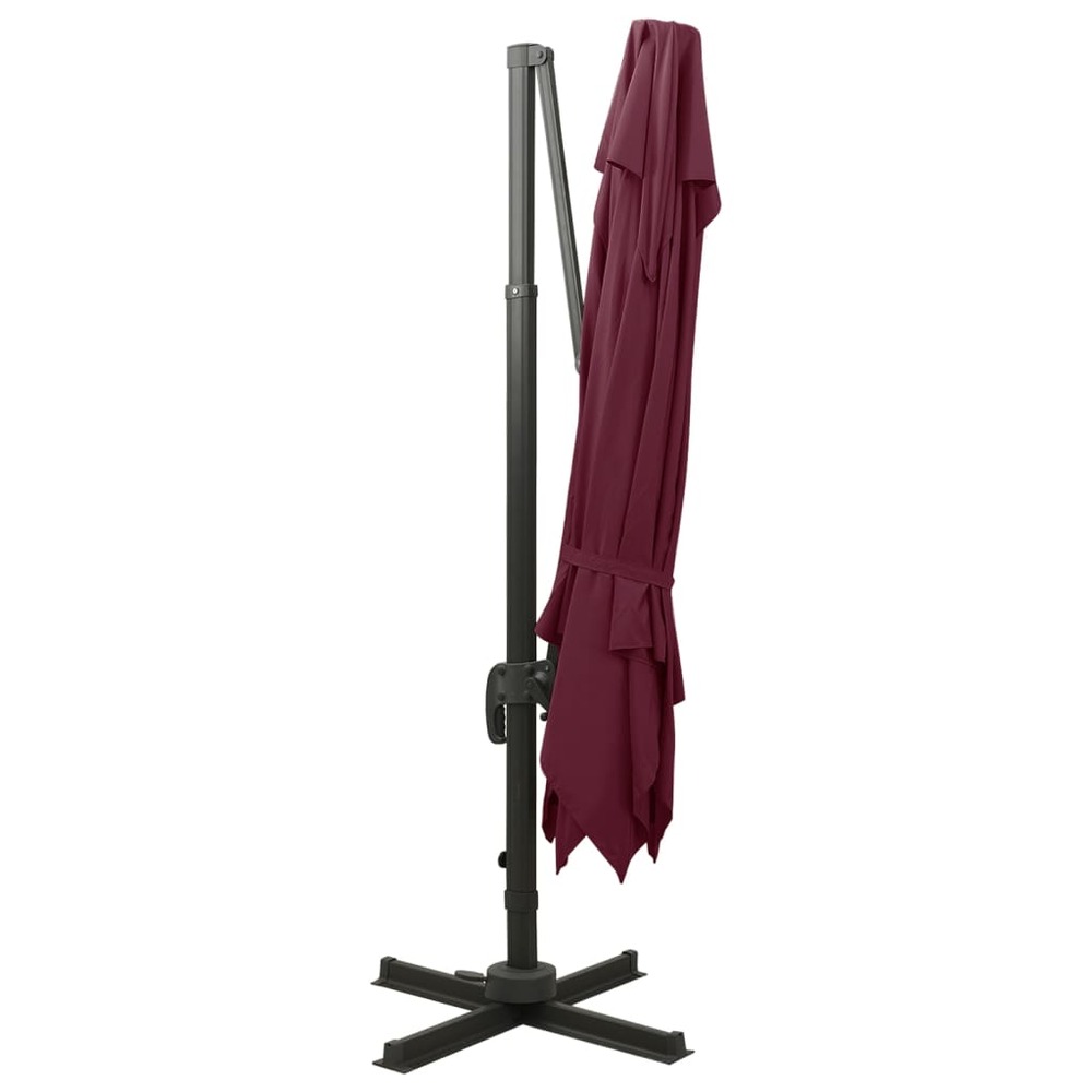 Parasol déporté à double toit 300 x 300 cm rouge bordeaux