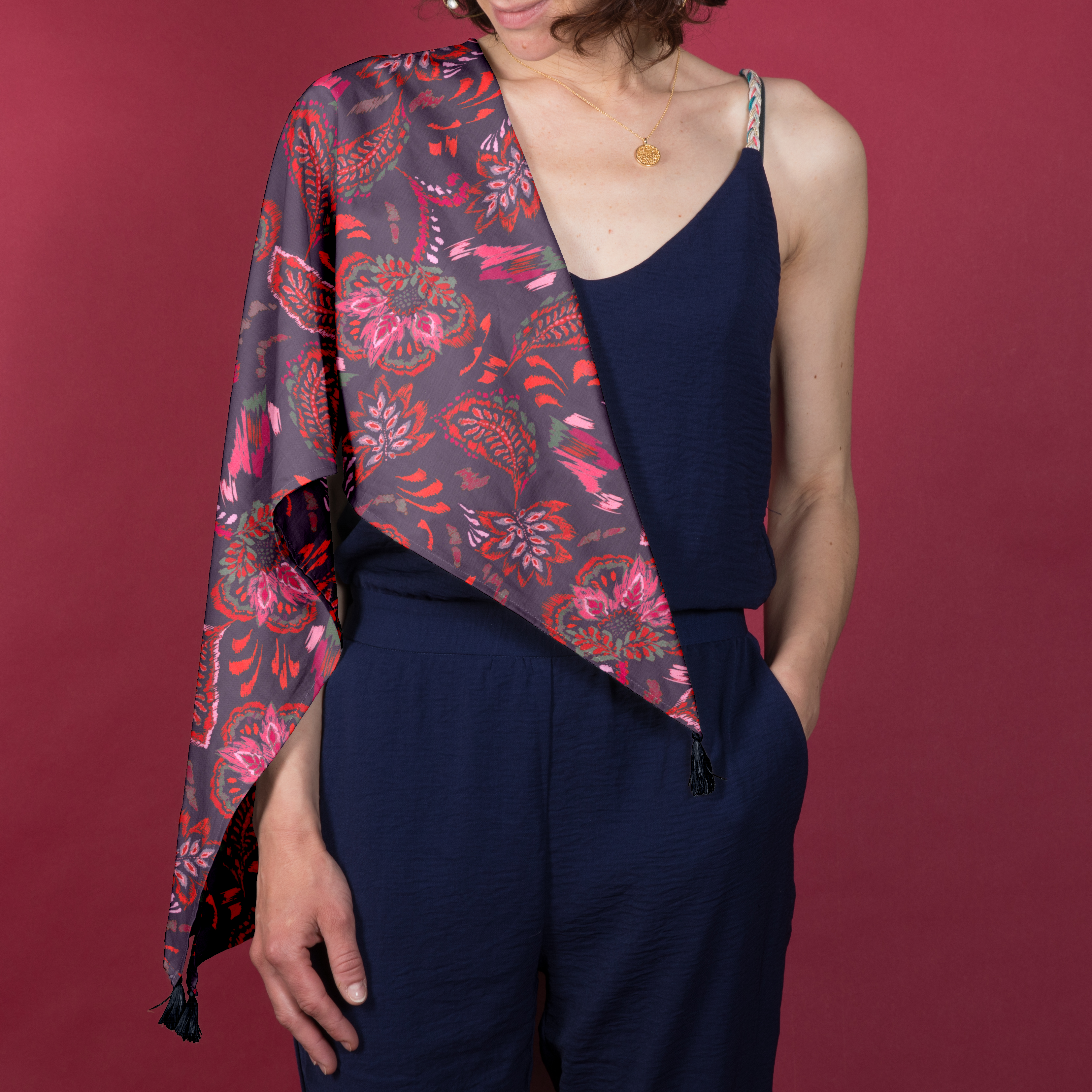 Foulard Pompon Purple D'amour