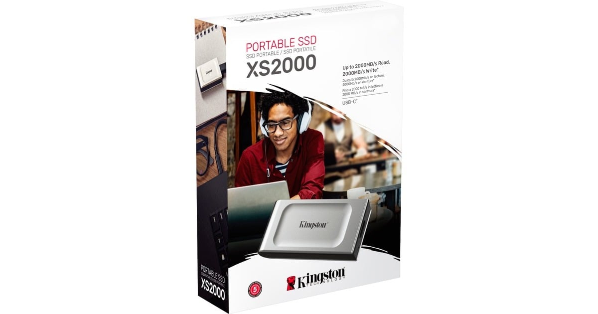 KingstonXS2000 Portable 4 TB externe SSD  (Zilver/zwart, SXS2000/2000G, USB-C 3.2 (20 Gbit/s))