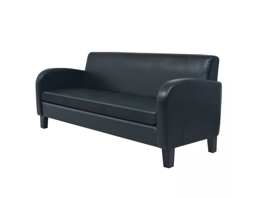 VIDAXL - Canapé à 3 places cuir synthétique noir