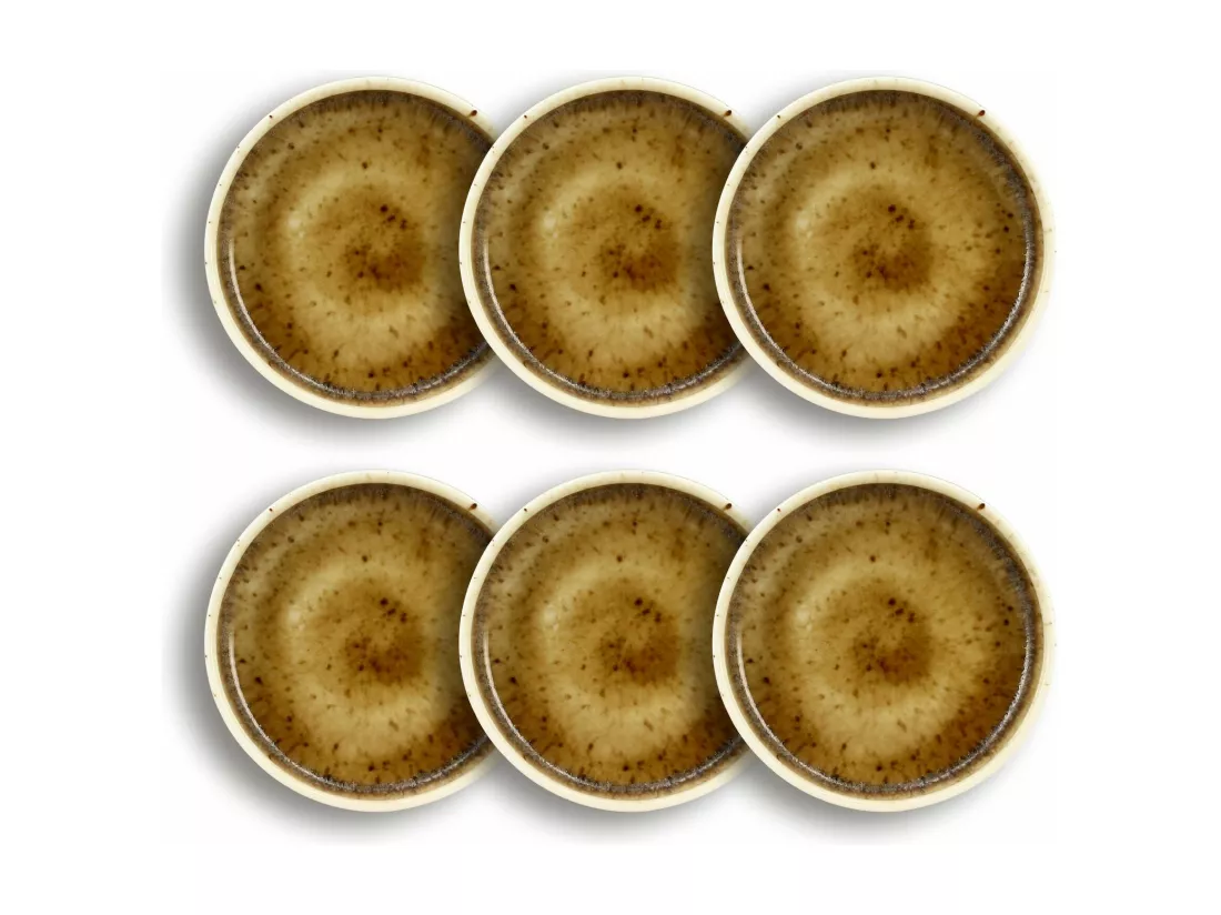 Ogo Living - Lot 6 Assiettes Plates Stack 9cm En Porcelaine Marron