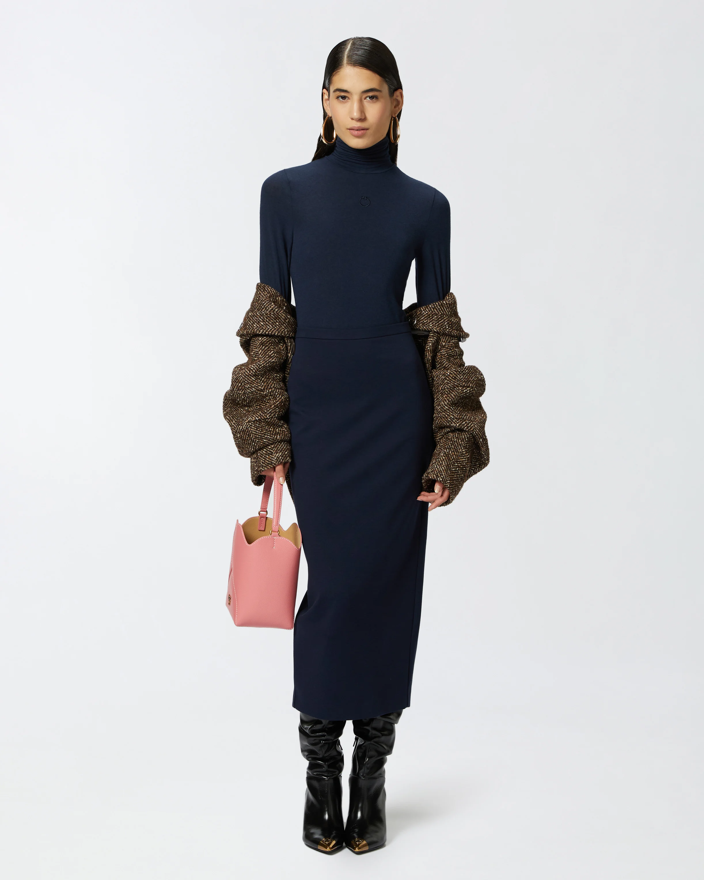 Jupe crayon longue fendue | Bleu