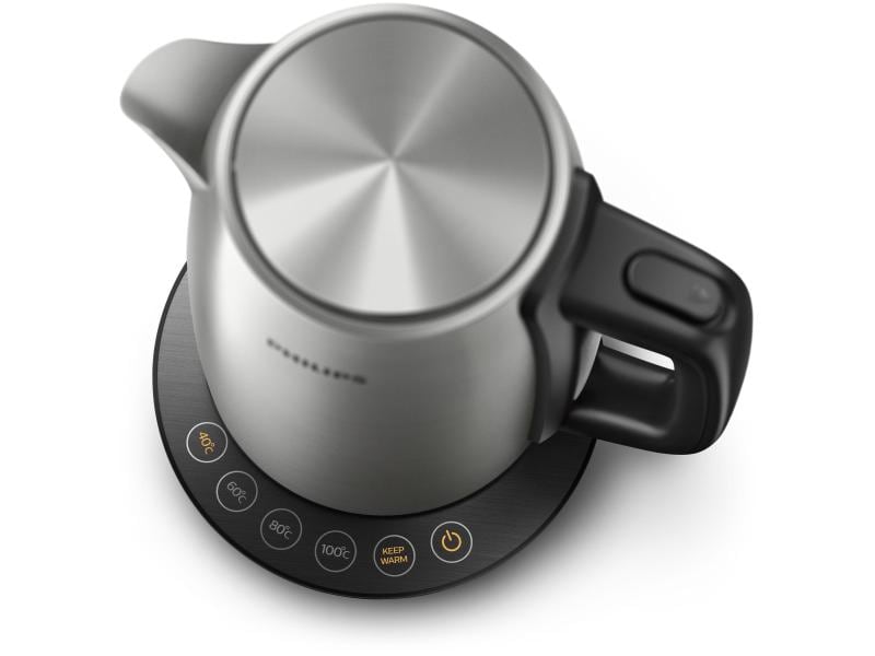 Philips Wasserkocher Avance 1.7 l, Silber Wasserkocher mit Temperaturregler