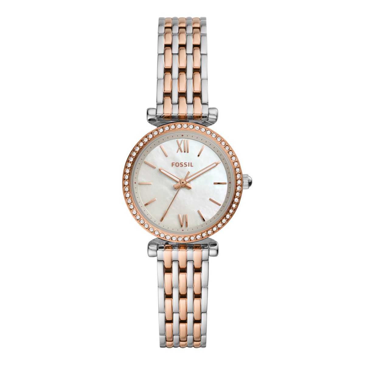 Montre Fossil Carlie Mini acier blanc et rose
