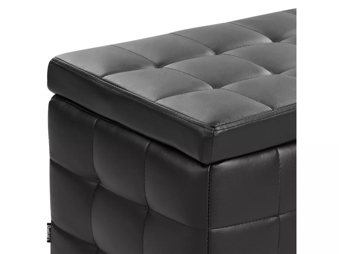 Pouf de rangement MICHIGAN Cuir PU 72 cm 42 cm Noir