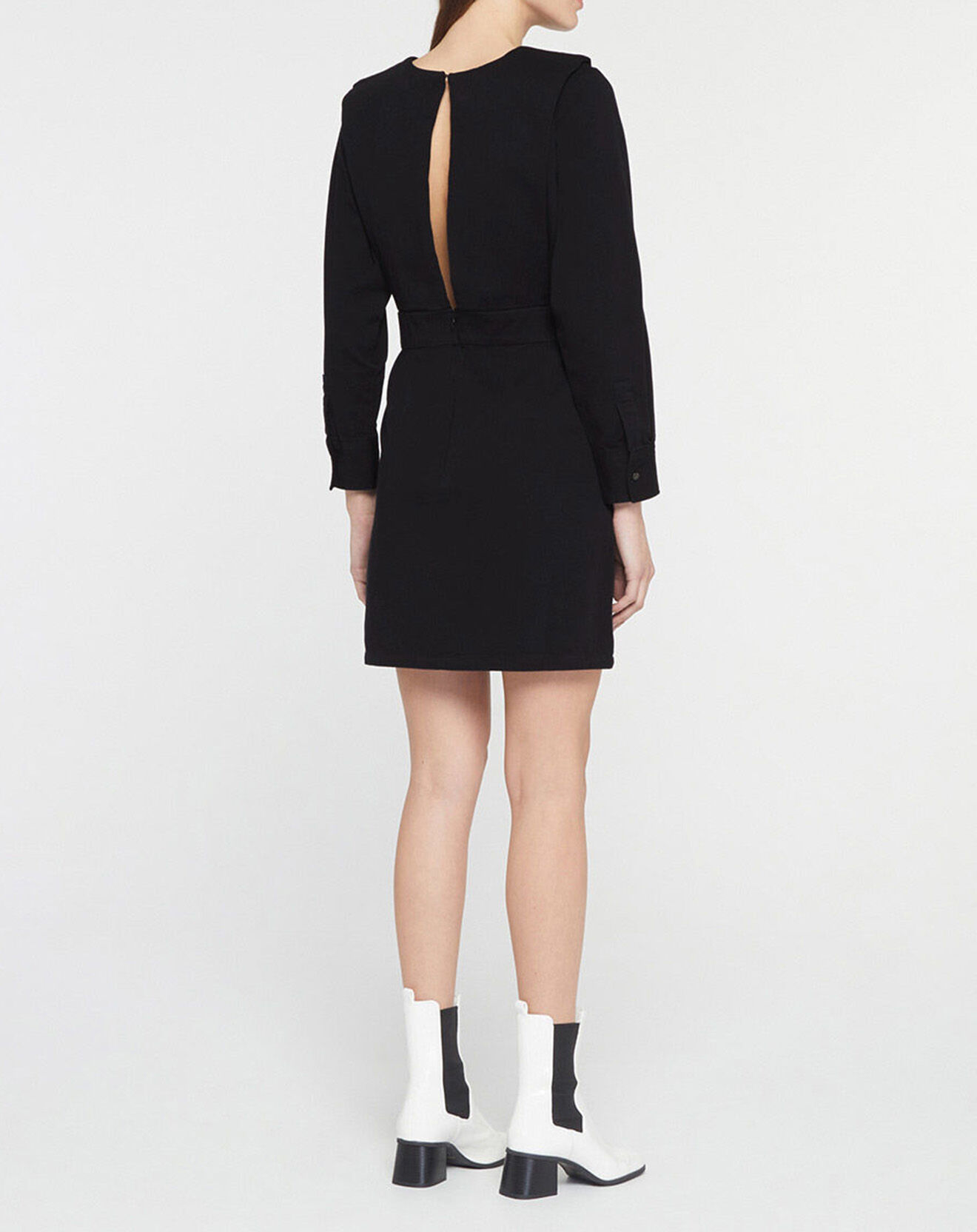 Galeries Lafayette Robe courte en Coton bio Clara unie noire