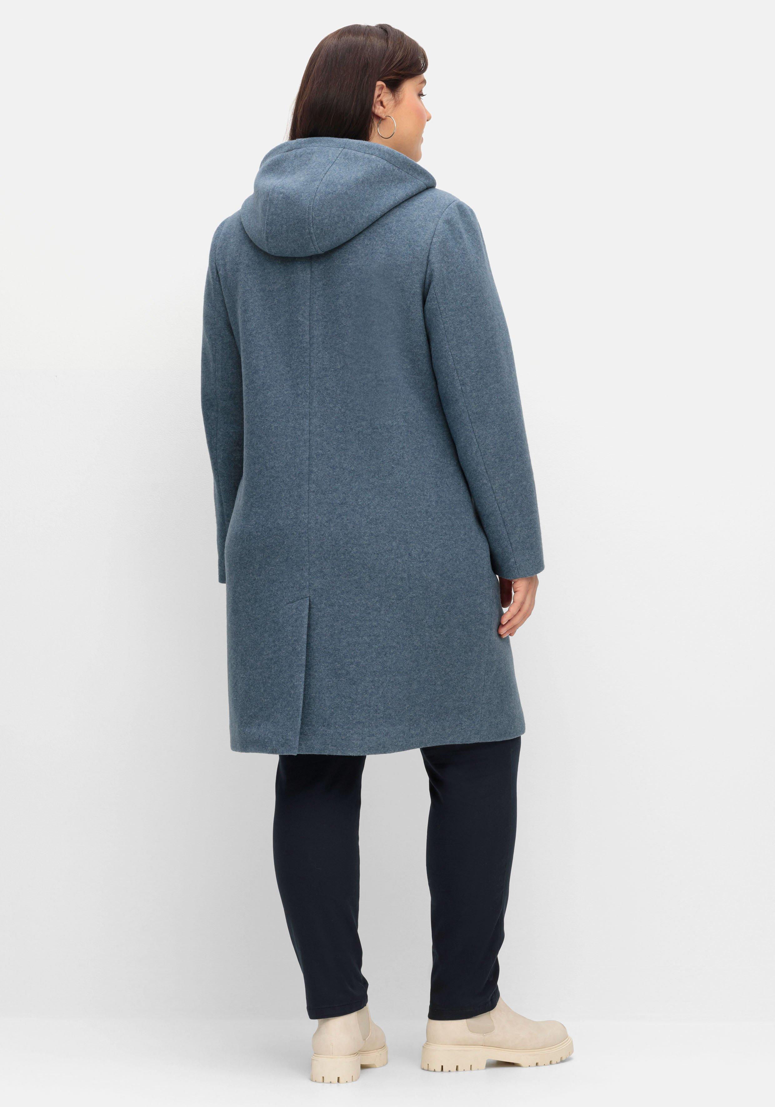 Dufflecoat mit Wollanteil und Kapuze